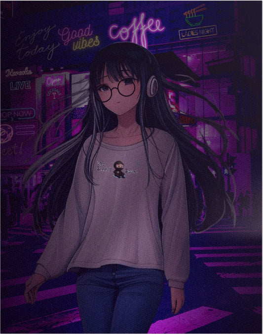 Vibrant Anime Wall Art Poster - 'Good Vibes' Coffee Shop Design